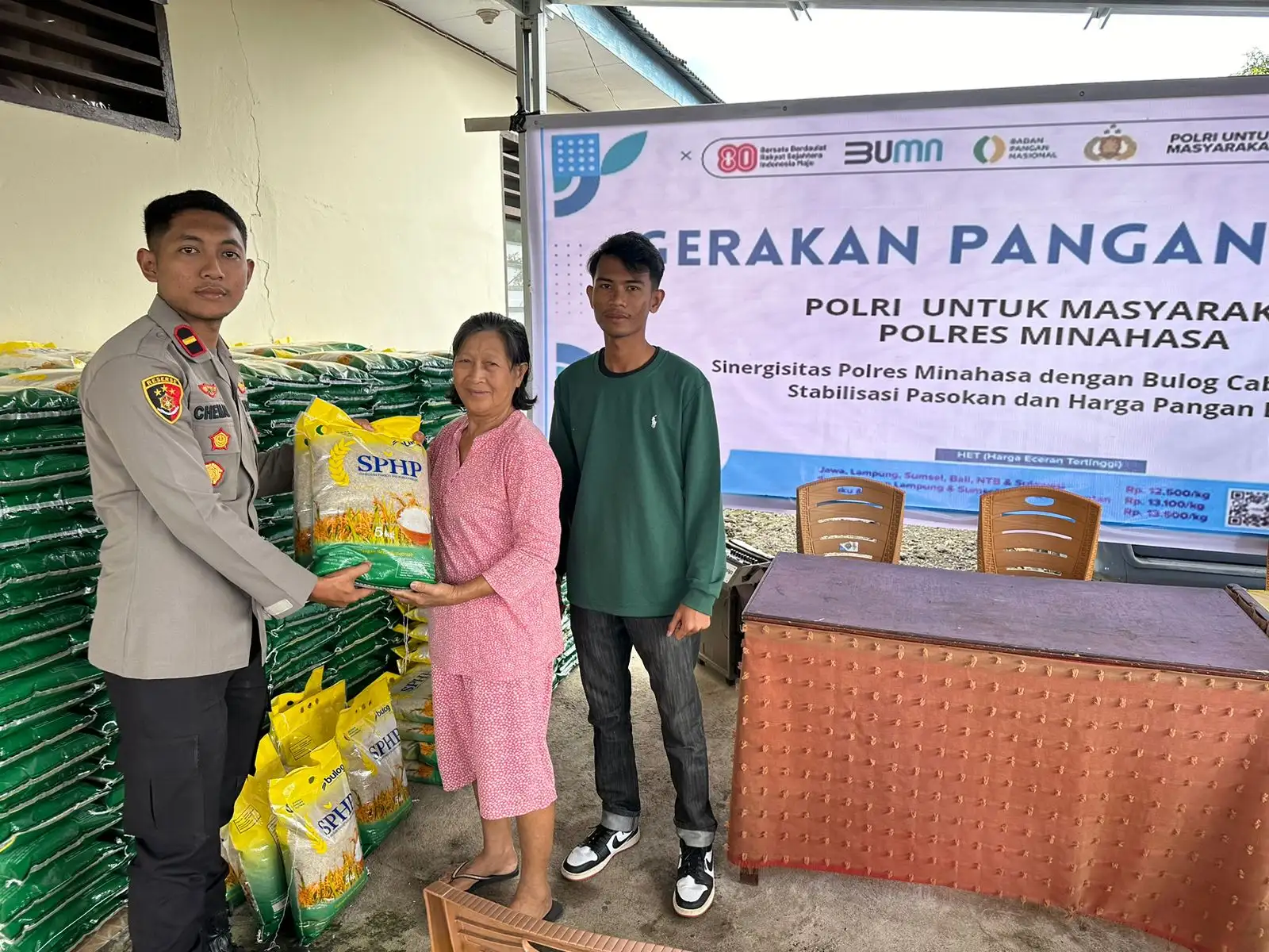 Polsek Eris Gelar Gerakan Pangan Murah, 2 Ton Beras Ludes Diserbu Warga